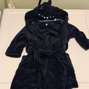 Joules Kids Shark Hooded bathrobe navy blue- with pockets and belt - size 3ish